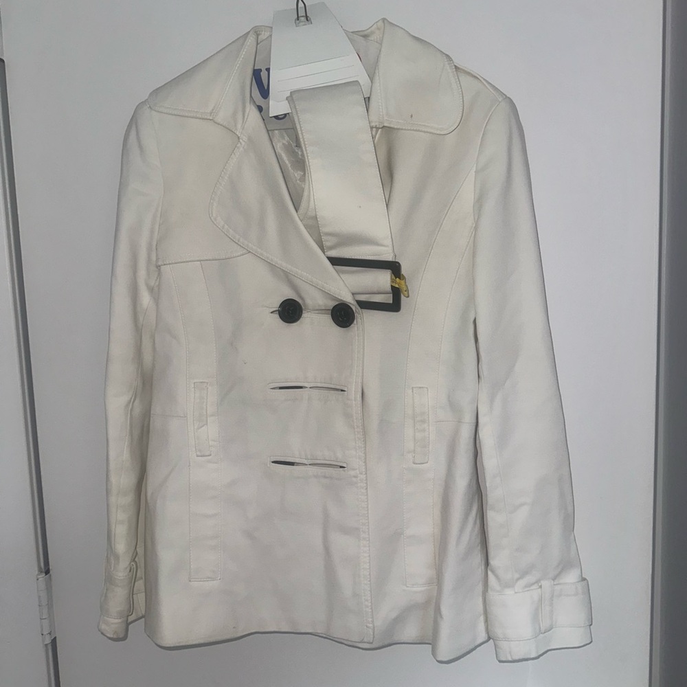 Zara Off-White Double-Breasted Peacoat